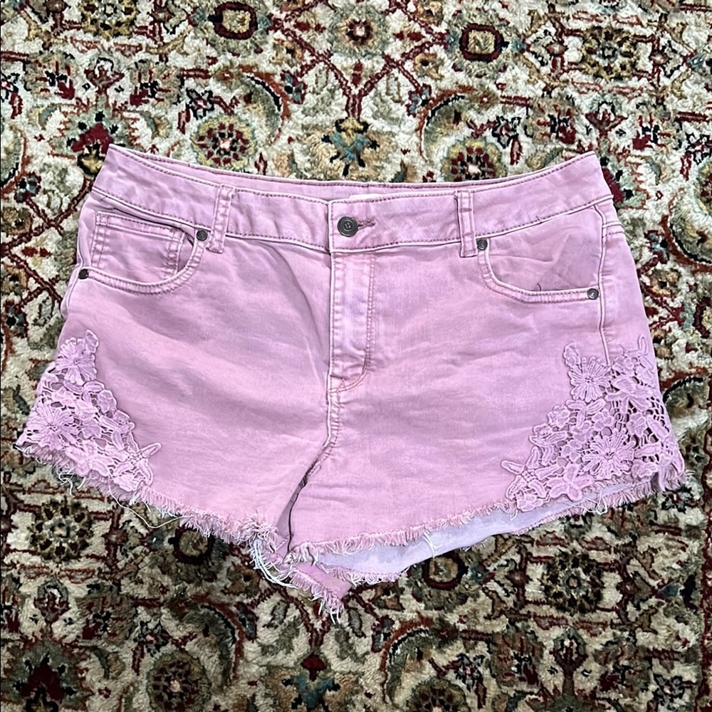 Altar’d State Lace Trim Cutoff Jean Shorts Size 31